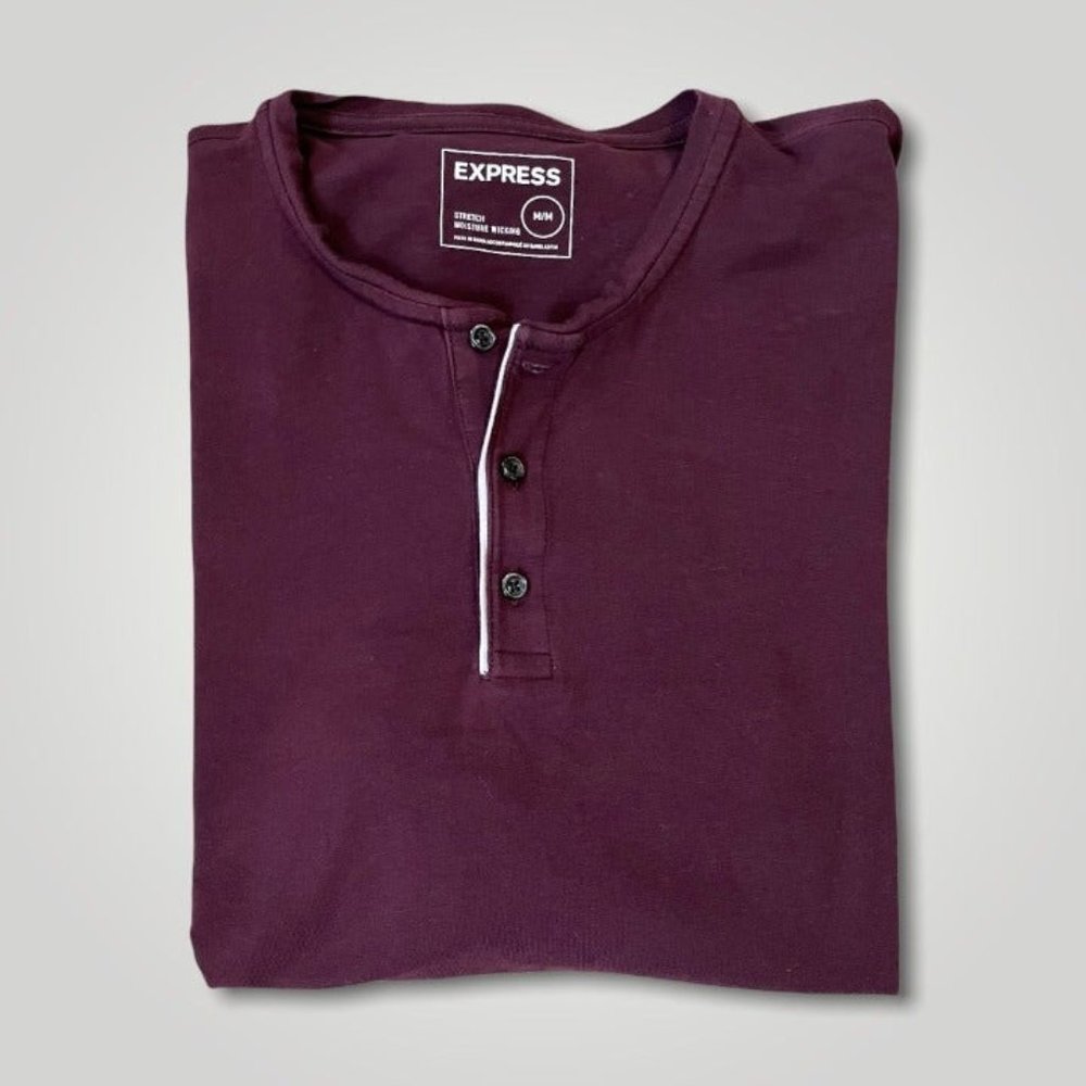 Men's Express 3 Button Long Sleeve T-Shirt - s. Medium